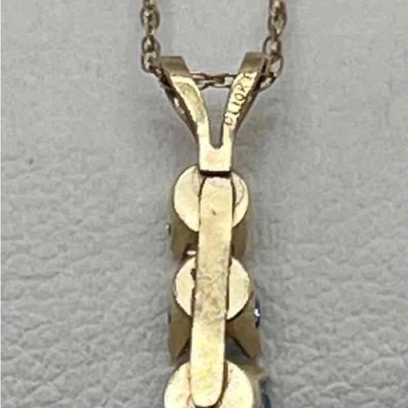 Aquamarine, stunning Vintage Past/Present/Future 10 k yellow gold pendant - Picture 6 of 9